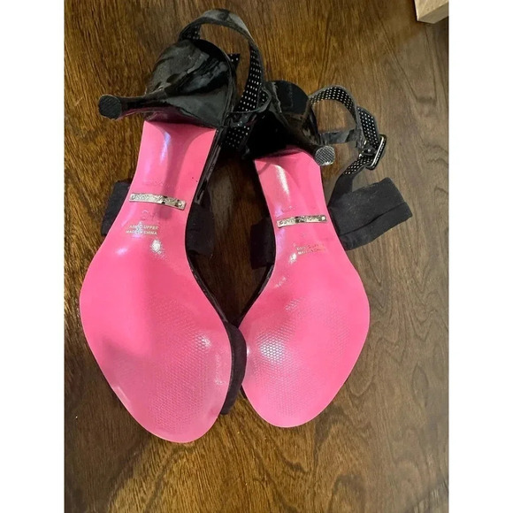 Betsey Johnson Black Strappy Heels with Bow - Picture 2 of 4